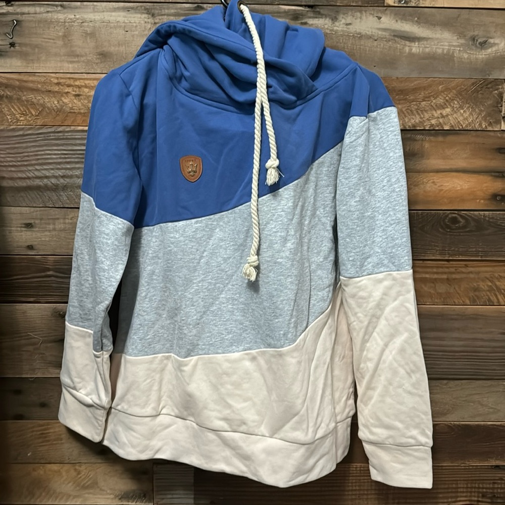 NWT cowl neck color block hoodie